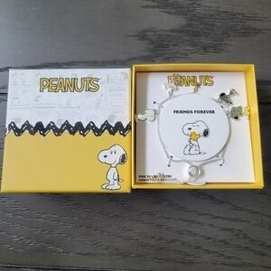 Peanuts Friends Forever Snoopy Woodstock Bracelet Silver Tone/Fine Silver Plated